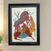 Gond Deer Trio - Hand Painted Folk Art Gond Painting