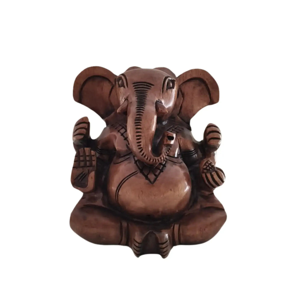Decorative Wooden Ganesh in Seated Position | Handmade Religious Figurine maruthi handicrafts