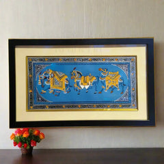 Rajasthani Miniature Mughal Durbar Animals Painting of Royal Frame Paintings