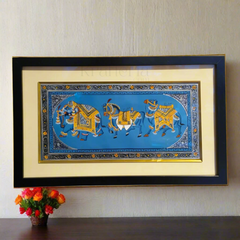 Rajasthani Miniature Mughal Durbar Animals Painting of Royal Frame