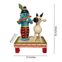 Etikoppaka Wooden Krishna with Sacred Cow