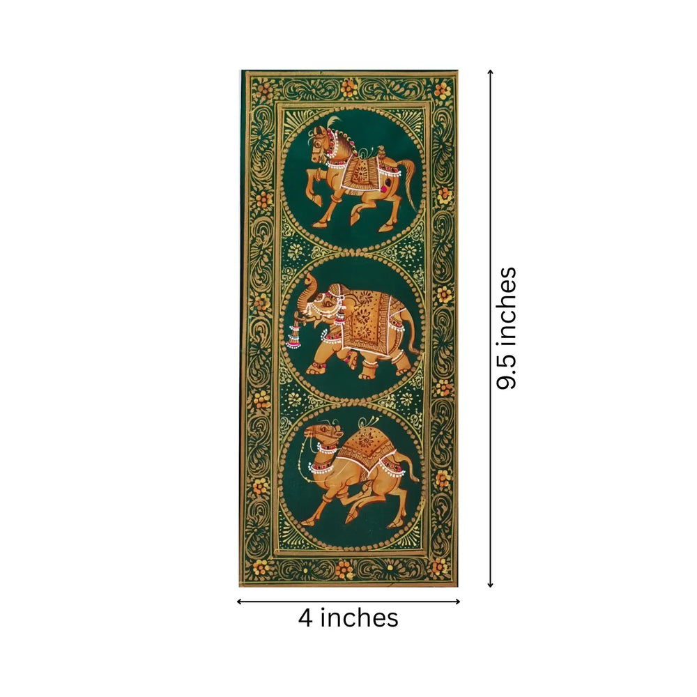A Triptych of Royal Animals Miniature Painting Paintings