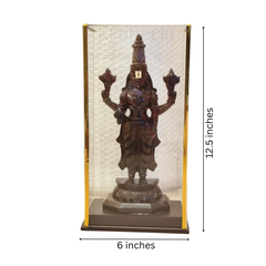 Divine Lord Venkateswara Idol Encased in Glass - Rosewood