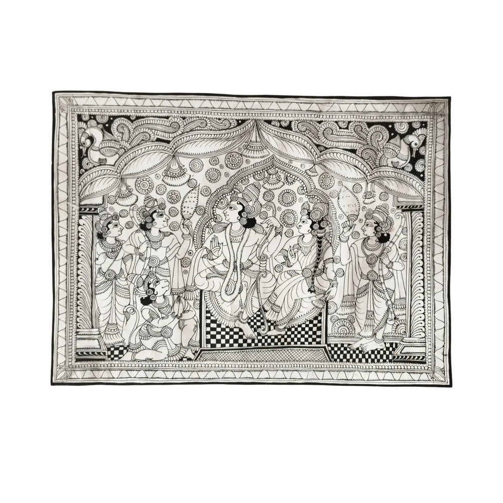 Lord Rama's Coronation with Sita and Lakshmana Art Leather Paintings