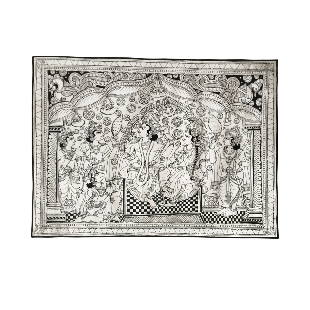 Lord Rama's Coronation with Sita and Lakshmana Art Leather Paintings