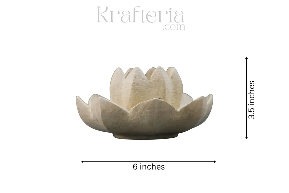Marble Lotus Flower Candle Stand – Artistic and Serene Accent Marble Soft Stone