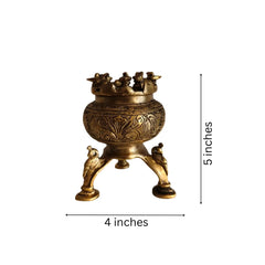 Brass Incense Burner / Dhoop Dani with Deity Figures | Traditional Pooja Decor Brass Ware