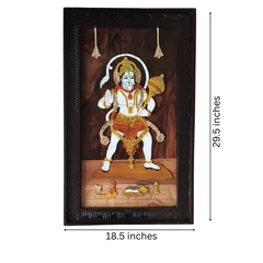 Rosewood Inlay Panel – Lord Hanuman with Gada