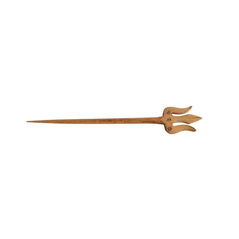 Hand-Carved Wooden Trishula Hair Stick / Hair Pin Accessories