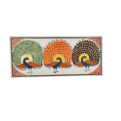 Trio of Grace - The Dancing Peacocks of Rajasthan Paintings
