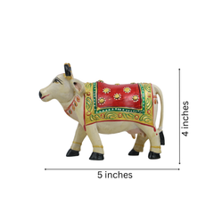 Hand-Painted Wooden Cow – Colorful Decorative Figurine