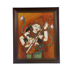 Goddess Saraswathi – Handcrafted Kerala Mural Painting