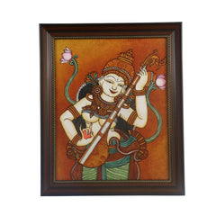 Goddess Saraswathi – Handcrafted Kerala Mural Painting Paintings