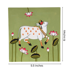 Kamdhenu in the Lotus Pond Pichwai Art