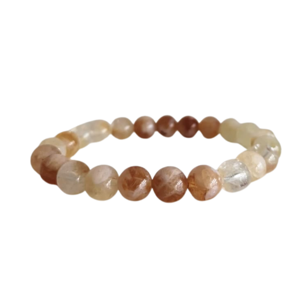 Natural Brown & Cream Crystal Stone Bracelet Fashion