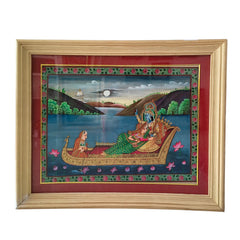 Radha and Krishna's Moonlit Journey Painting Paintings
