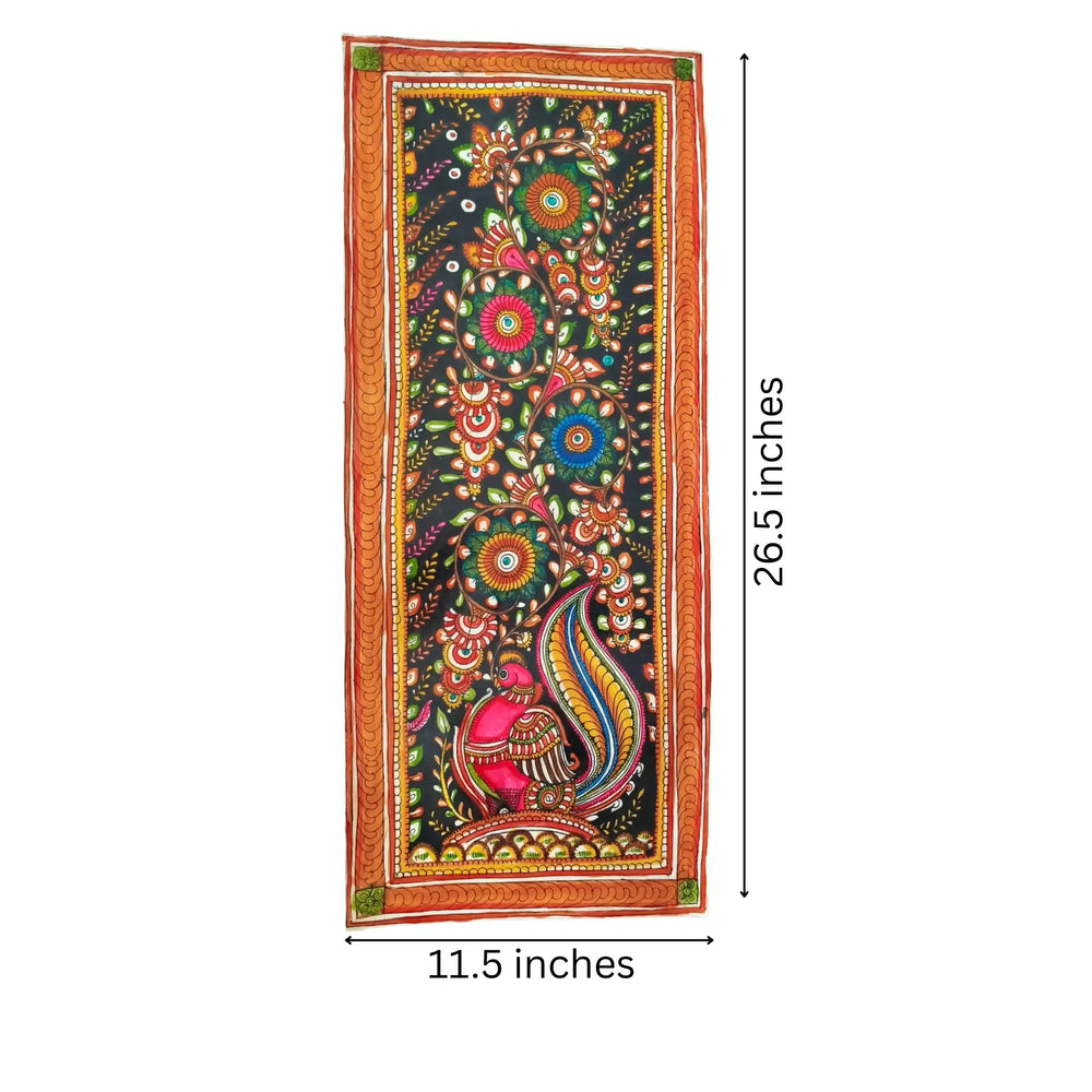 The Ethereal Peacock Amidst Cosmic Blooms Leather Paintings