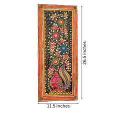 The Ethereal Peacock Amidst Cosmic Blooms Leather Paintings