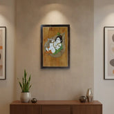 Charming Little Krishna in Rosewood Inlay – Handcrafted Religious Wall Décor Arun