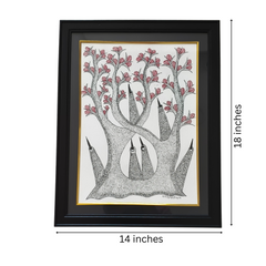 Guardians of the Blooming Tree – Gond Painting
