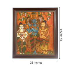 Krishna with Gopikas – Traditional Kerala Mural Art