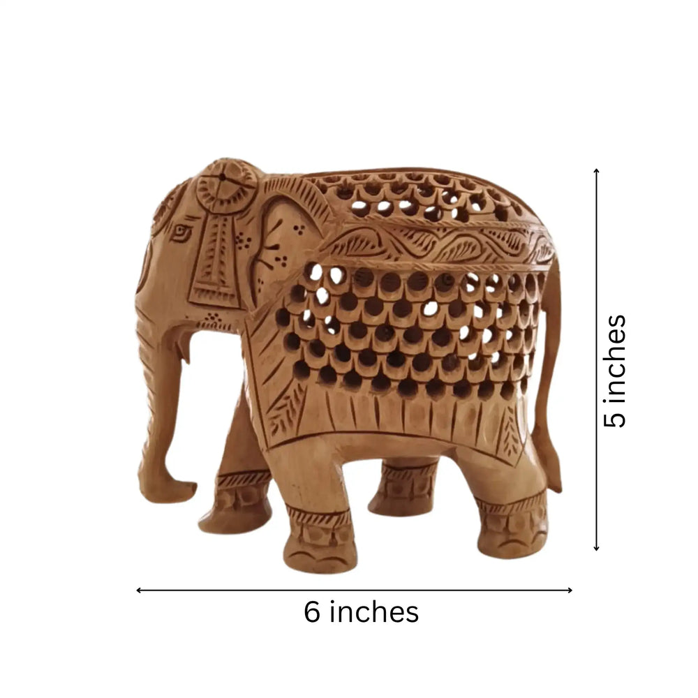 Wooden Elephant with Jali Work | Handmade Indian Craft Sculpture maruthi handicrafts