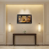 Tropical Boat Scene with Palm Trees – Serene Wall Hanging Decor Inlay Art