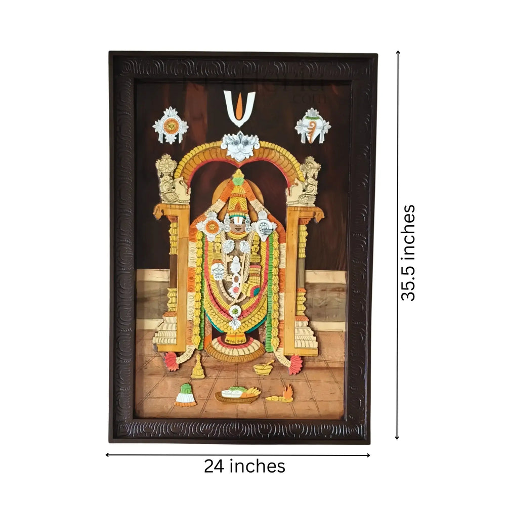Lord Venkateshwara with Sacred Arch - Handcrafted Rosewood Inlay Inlay Art