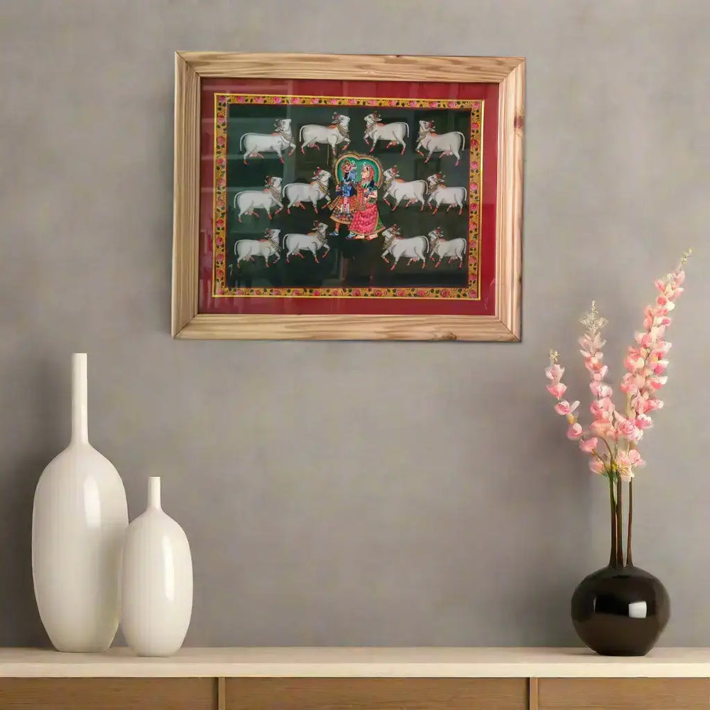 Radha and Krishna Surrounded by the Holy Cows Painting Paintings