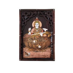 Divine Saraswati Devi Rosewood Inlay Panel – Wisdom & Knowledge Wall Art Inlay Art