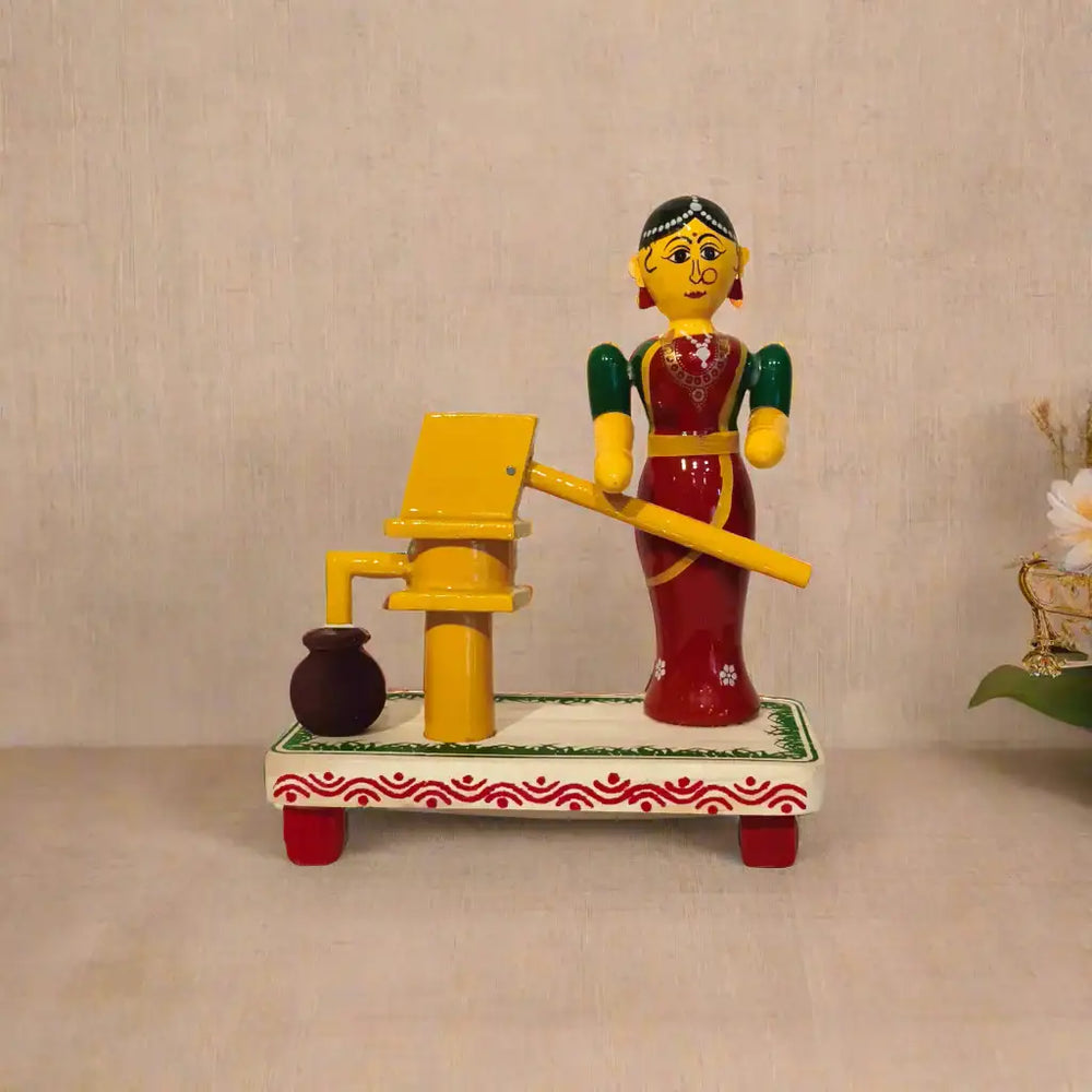 Village Woman at the Water Pump – Etikoppaka Wooden Craft Etikoppaka Lacquerware