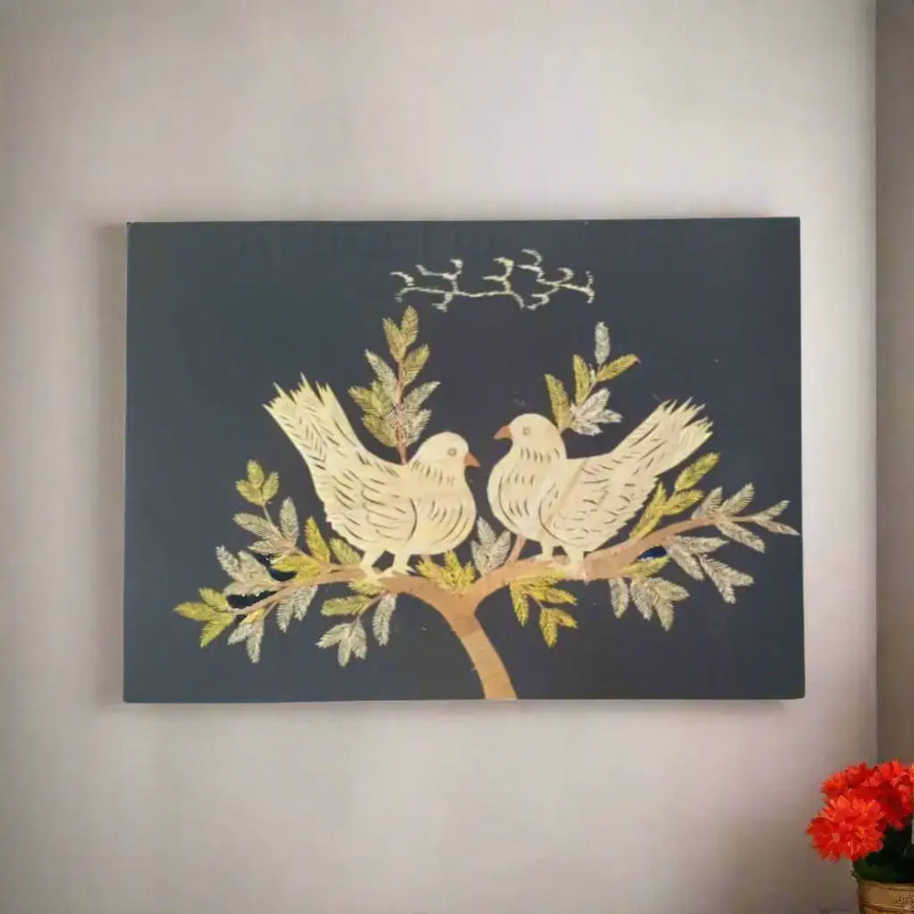 Birds on a Tree Rice Straw art Work wall decor