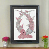 The Celestial Dance of Fish Gond Art Gond Painting