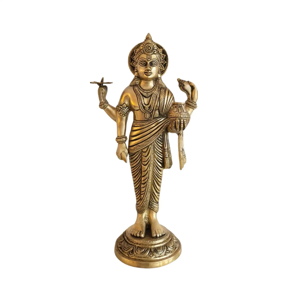 Standing Brass Idol of Lord Dhanvantari Brass Ware