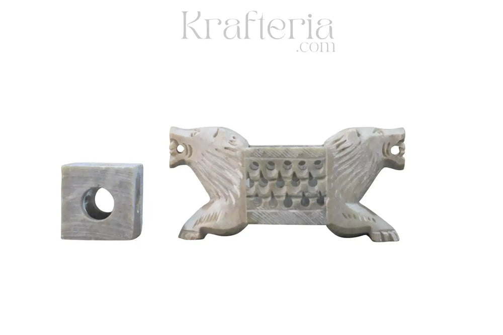 Hand-Carved Lion Incense Stick Holder – Unique Aromatherapy Accent Marble Soft Stone