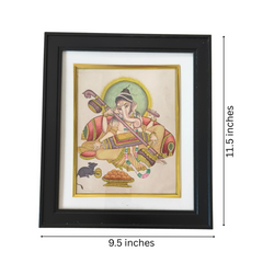 Lord Ganesha With Veena Miniature Painting