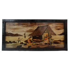 Riverside Family Cooking Wood Inlay Mysore Inlay Art