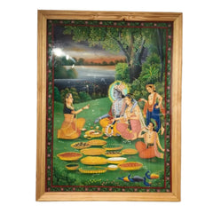 Lord Krishna and Radha, Annakut, Divine Abundance Painting Paintings