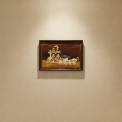 Gita Upadesh Inlay Art – Krishna and Arjuna Scene in Rosewood Frame Arun