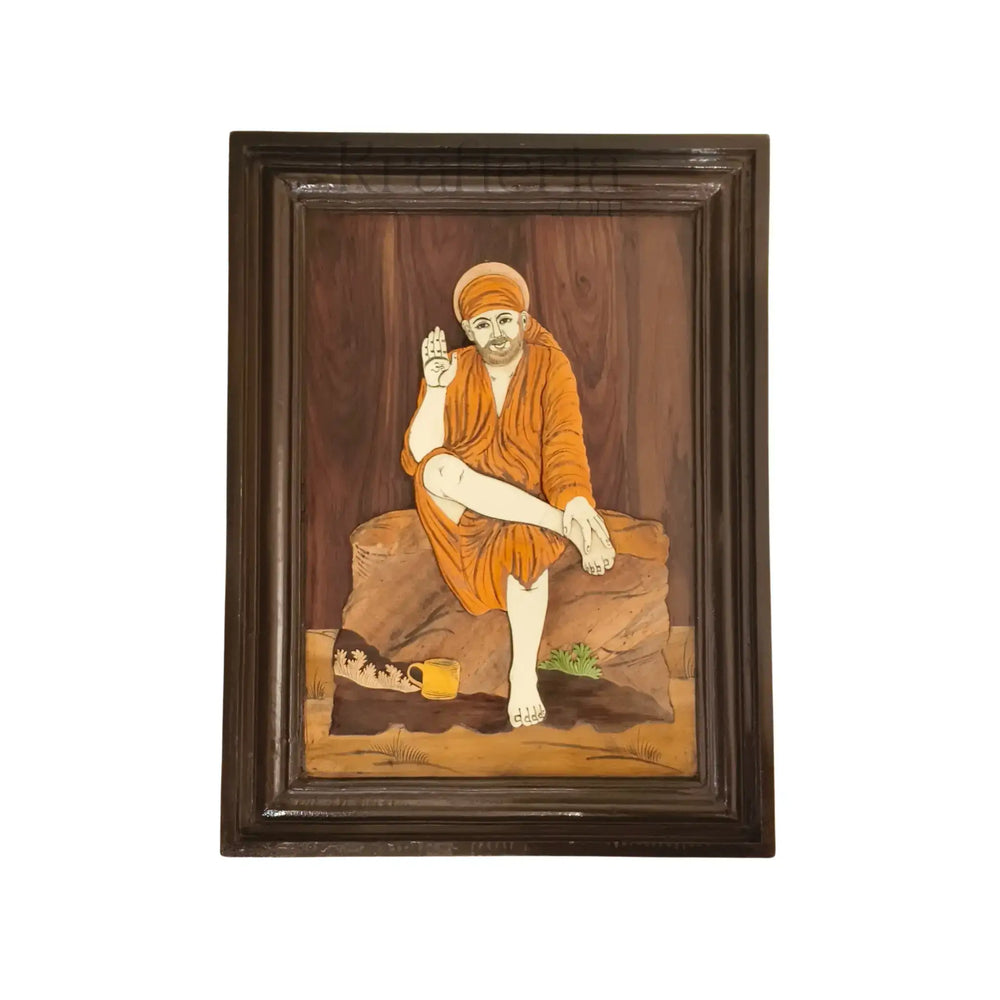 Sai Baba – The Eternal Guide in Wooden Inlay Inlay Art