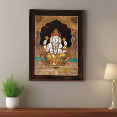 Devotional Rosewood Inlay – Lord Ganesha on Lotus Throne