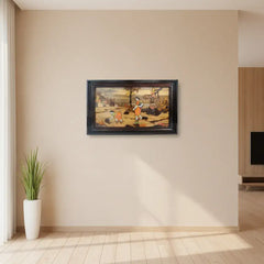 Village Life by the Riverside – Handcrafted Rosewood Inlay Frame Inlay Art