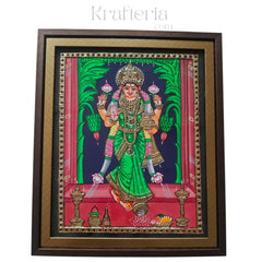 Standing Laxmi Devi - Traditional Thanjavur Masterpiece Paintings