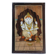 Lord Ganesha with Shankh & Chakra – Rosewood Inlay Art Frame Inlay Art