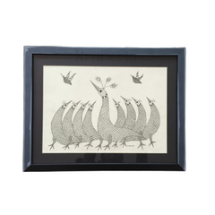 Monochrome Gond Peacock Art