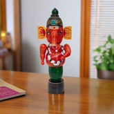 Etikoppaka Wooden Lord Ganesha Idol – Red and Green Lacquerware