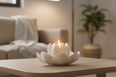 Marble Lotus Flower Candle Stand – Artistic and Serene Accent Marble Soft Stone
