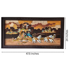 Sacred Wooden Inlay – Mahabharata Kurukshetra Chariot Scene Inlay Art