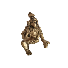 Brass Idol of Bal Krishna (Baby Krishna) with Butter Ball
