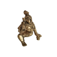 Brass Idol of Bal Krishna (Baby Krishna) with Butter Ball Brass Ware